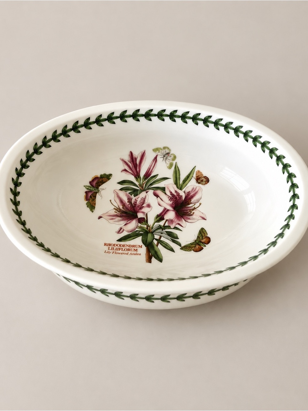 Portmeirion Botanic Garden Fire & Ice Oval Bowl Rhododendrum Liliflorum 9” UK